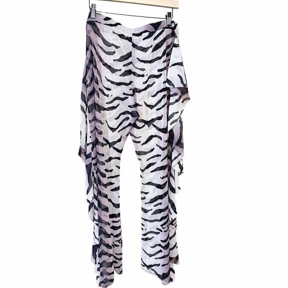 Madrag Y2K zebra sheer flare wide leg pant with ruffle plus size 2X USA made - Picture 2 of 9